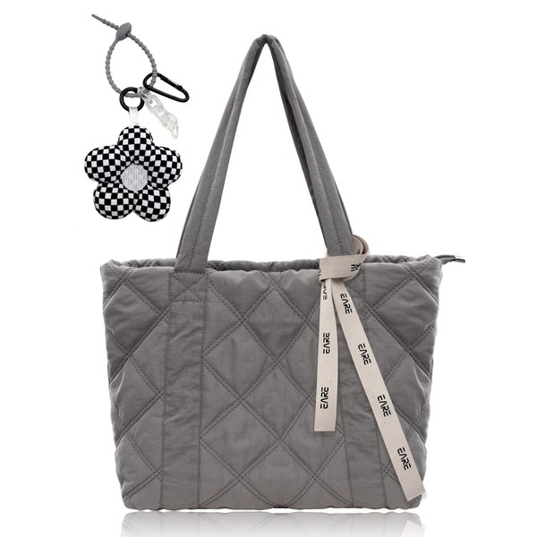 boshiho Women's Bag with Zip Nylon Padded Quilted Tote Bag