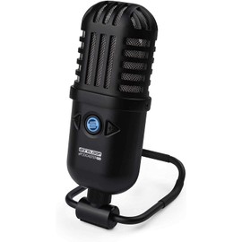 Reloop sPodcaster Go - Professional USB Microphone with Pre-Assembled Table Stand for Podcasting, Streaming, Gaming and Voice-Over in Retro Design, Black