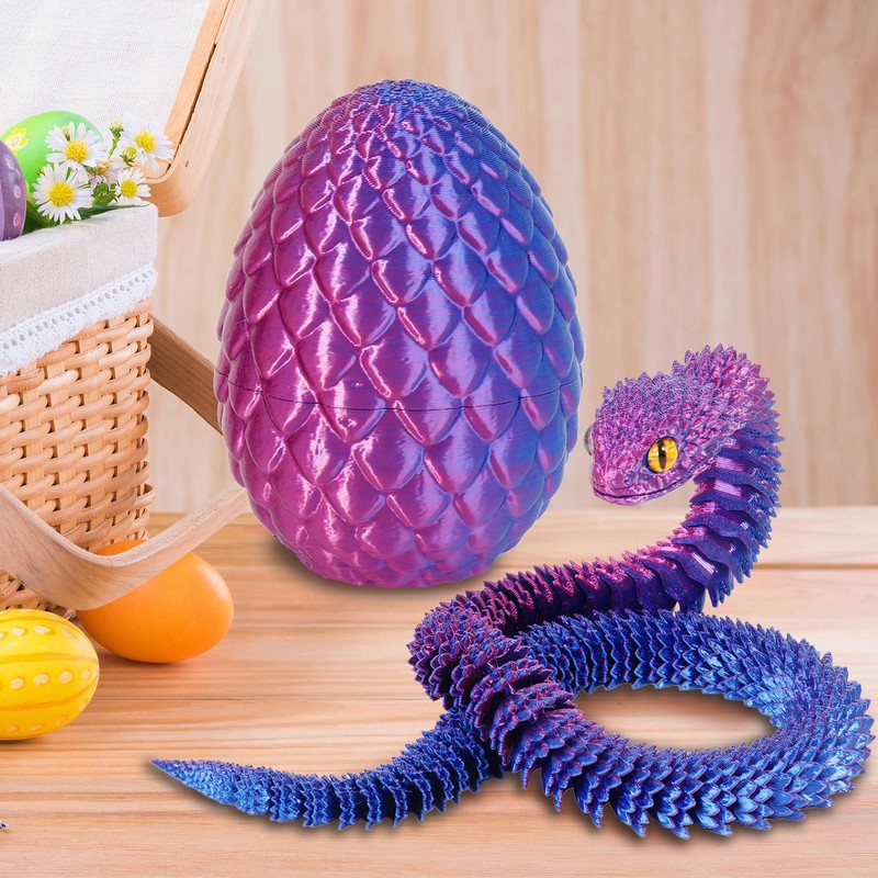 2PCS 3D Printed Snake in Egg, 3D Printed Dragon Egg