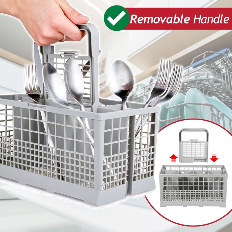 SPARES2GO Cutlery Basket Caddy Cage for Bosch Dishwasher (Removable Handle,