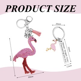 2 Pieces Pink Flamingo Pendants Cartoon Animal Pendants Women Pendant Stainless Steel Keychain Creative Gift Keychains, pink, Unit size, Modern