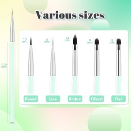 Nail Art Brushes Set Gel Polish Nail Art Design Brushes Painting Tools with Nail Extension Gel Brush, Builder Gel Brush, Ombre Nail Brush Nail Art Liner Brush for Nails