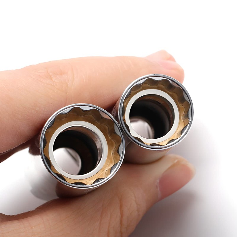 AUCELI Magnetic Spark Plug Socket, 14mm Thin Walled Swivel Socket