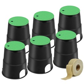 Multi-purposed Electrical Splice Box,Ground Observation Well Underground Junction Box Valve Box and Cover for Outdoor Electrical Wiring Splices (6pcs 6inch with 33ft Rust Resistant Tape)