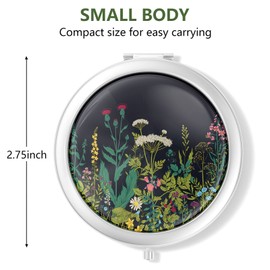 Nipichsha Compact Mirror, Pocket Travel Makeup Mirror, 2-Sided 2X/1X Magnification Compact Mirror, Small Folding Portable Handheld Mirror for Purses, Gift for Mom Women, 2.75In Silver(Dandelion)