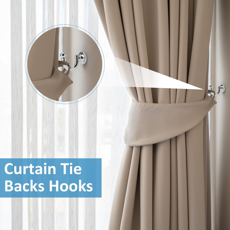 ALLisWE 8PCS Curtain Tie Backs Hooks Silver U Shaped Ball