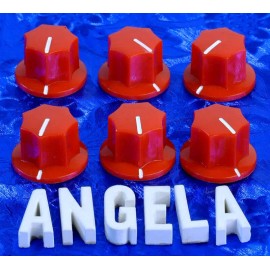 Angela Instruments Six Red Skirted Set Screw Knobs For Effects, Amps, Studio Gear Etc. #RSK