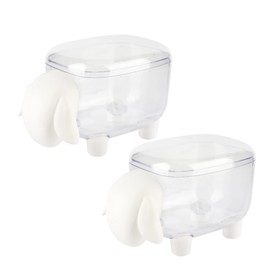 Cyrank Cute Qtip Holder Dispenser, 2 Pieces Cartoon Sheep Shape Cotton Buds Storage Box Cotton Ball Holder Bathroom Vanity Storage Canister (White)
