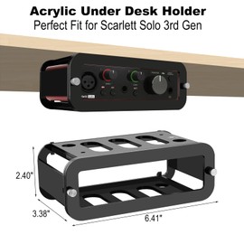 TXEsign Under Desk Holder for Scarlett Solo 3rd Gen, Acrylic Under Desk Shelf Organizer Under Desk Mount Wall Mount Holder (Black)