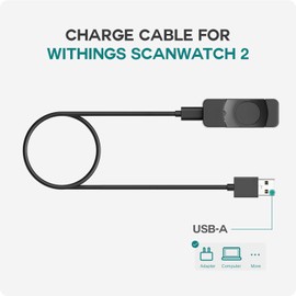 TUSITA - Cable cargador compatible con Withings Scanwatch 2 | Reloj inteligente Scanwatch Light - 1M