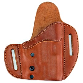 Lock Leather URBAN CARRY - Hybrid OWB (Pancake) Molded Outside Waist Open/Conceal Carry Holster - Leather w/Kydex Advantage! (Classic Brown, #201 - Right Hand)