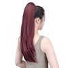 SYXLCYGG burgundy extension ponytail Yaki Straight Claw Clip Ponytails 22"