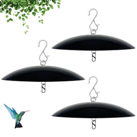 13" Bird Feeder Rain Guard, Hummingbird Feeder's Shade Dome Cover, Hanging Baffle for Bird Feeders Pole,Smart Birds Feeder Umbrella (Black), 3 Pack
