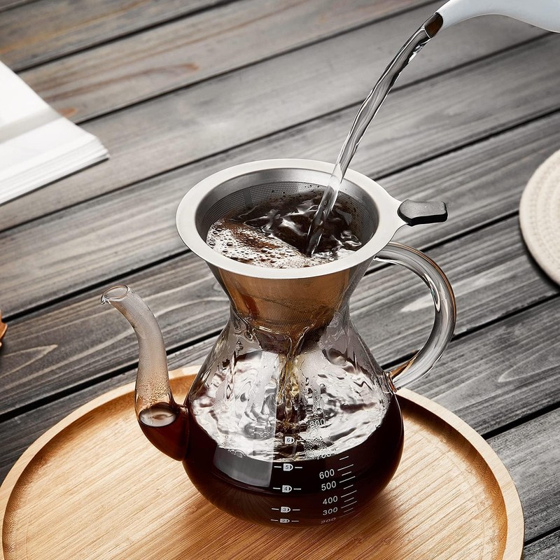 Pokaloti Coffee Server, Heat Resistant Glass, Coffee Pitcher, 33.8 fl