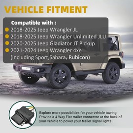 Ducodden 56407 4-Pin Trailer Wiring Harness Compatible with 2018-2024 Jeep Wrangler JL/JLU、Jeep Gladiator JT 2020-2024, 4 Way Towing Hitch Wire Harness Kit for JL Trailer Light Connect