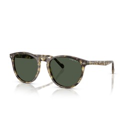 Vogue Eyewear Men's VO5599S Round Sunglasses, Yellow Havana/Dark Green Polarized, 53 mm
