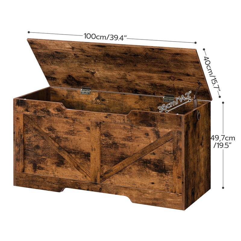 HOOBRO Storage Bench, 39.4” Retro Wooden Storage Chest with U-Shaped
