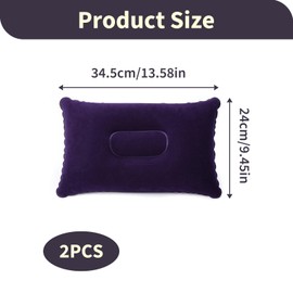 2 Inflatable Camping Pillows Travel Pillow Waterproof Portable Ultralight Beach Pillow Hiking Fishing Long Travel Office Airplane Soft and Comfortable Fabric Blue