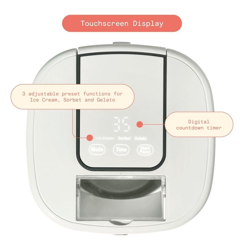 Beautiful 1.5 Qt Ice Cream Maker with Touch Activated Display,