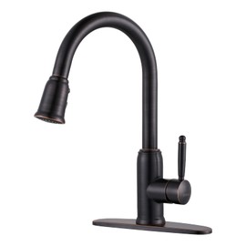 WOWOW Bronze Kitchen Faucet with Sprayer: 304 Stainless Steel Kitchen Sink Faucet High Arc Pull Down Design for 1 or 3 Hole, Vintage Style