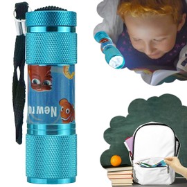 HOVUK Finding Dory Aluminium Torch for Girls 3+, Handheld Flashlight Summer Fun, Super Bright Torch for Travel, 9 LED Kids Xmas Gift Size-8.7cm (Sky Blue)