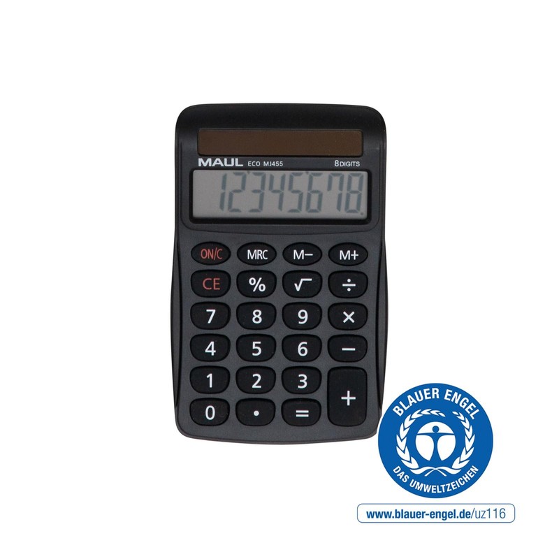 MAUL Eco MJ 455 Calculator, Solar with 8 Digits Display,