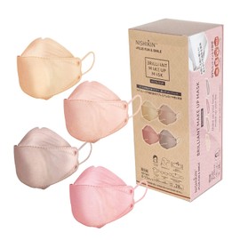 Nishikin Kf94 Non-woven Mask, 4 Assorted Colors, 7 Pieces, 28 Pieces, 3D Type, Brilliant Makeup Mask, Apricot Pink, Peach Pink, Rose Pink, Cocoa Beige, Bluk, Cute, Complexion Mask, Color, PFE BFE VFE Pollen, 99% Cut Filter, Type 00