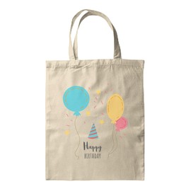 BWW Print - Happy Birthday Balloons - Gift Bag | Canvas Tote - Tote Bag, Double Sided