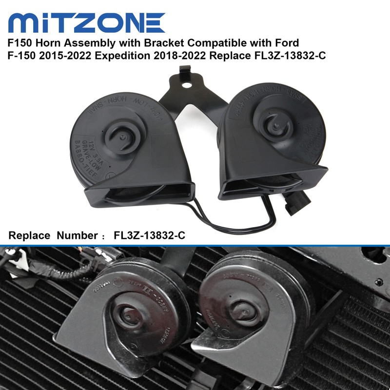 MITZONE F150 Horn Assembly With Bracket Compatible with Ford F-150