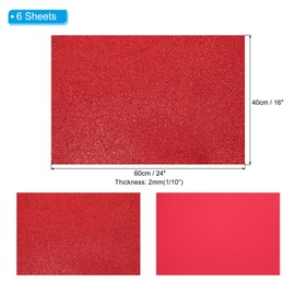 PATIKIL 2mm(1/10") Thick Non Adhesive Glitter Foam Sheet 16x24inch(40x60cm) Dark Red, EVA Shiny Foam Board for Craft, 6 Pcs