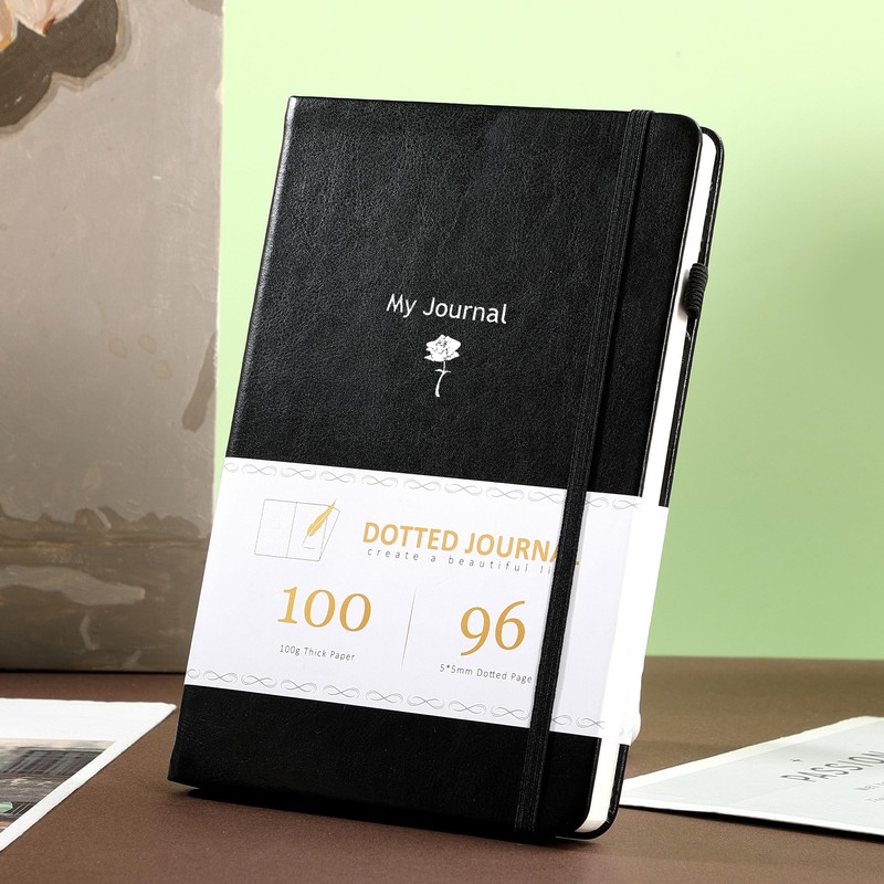 CAGIE Notebook, A5 Notebook, Stylish, Diary, 192 Dot Pages, Hardcover,