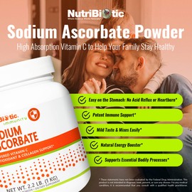 NutriBiotic - Sodium Ascorbate Buffered Vitamin C Powder, 5 Lb | Vegan, Non-Acidic & Easier on Digestion Than Ascorbic Acid | Essential Immune Support & Antioxidant Supplement | Gluten & GMO Free