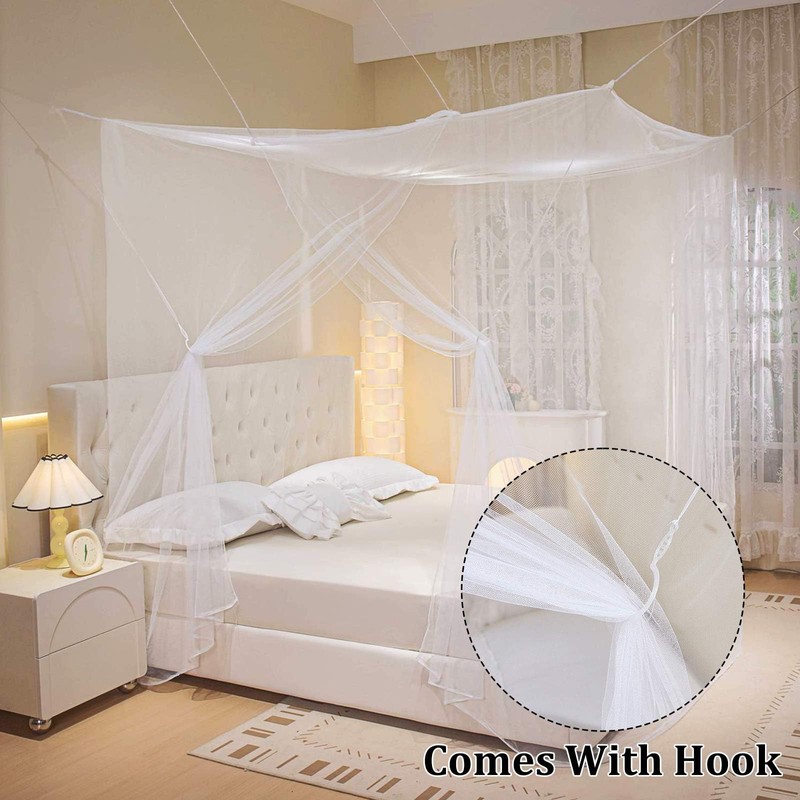 CINGHIA Square Canopy Bed Curtains, Mosquito Net Bed, Fine Mesh