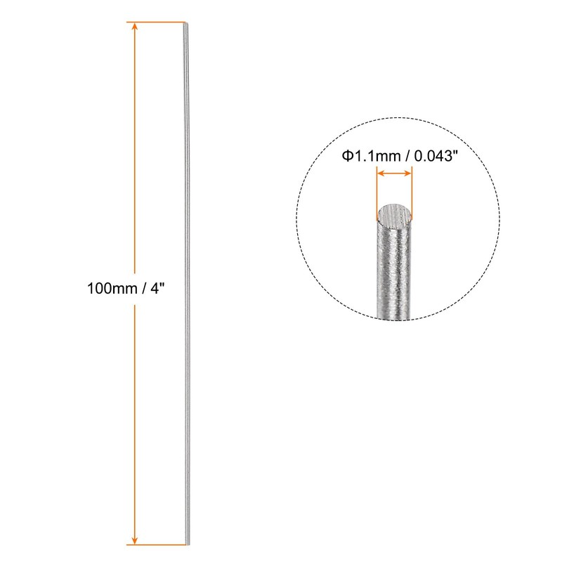 sourcing map 15pcs Round Rods 1.1mm x 100mm High Speed