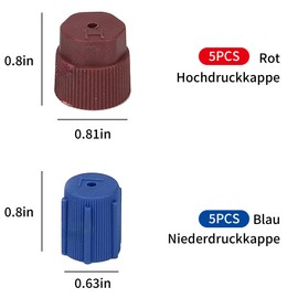 ANBOO ABS Car Air Conditioning Caps, Pack of 10, Universal AC Charging Port Caps, Red High Pressure (0.81 x 0.8 inches), Blue Low Pressure (0.63 x 0.8 inches), R134A Adapter, Dust-Proof, Easy to Use
