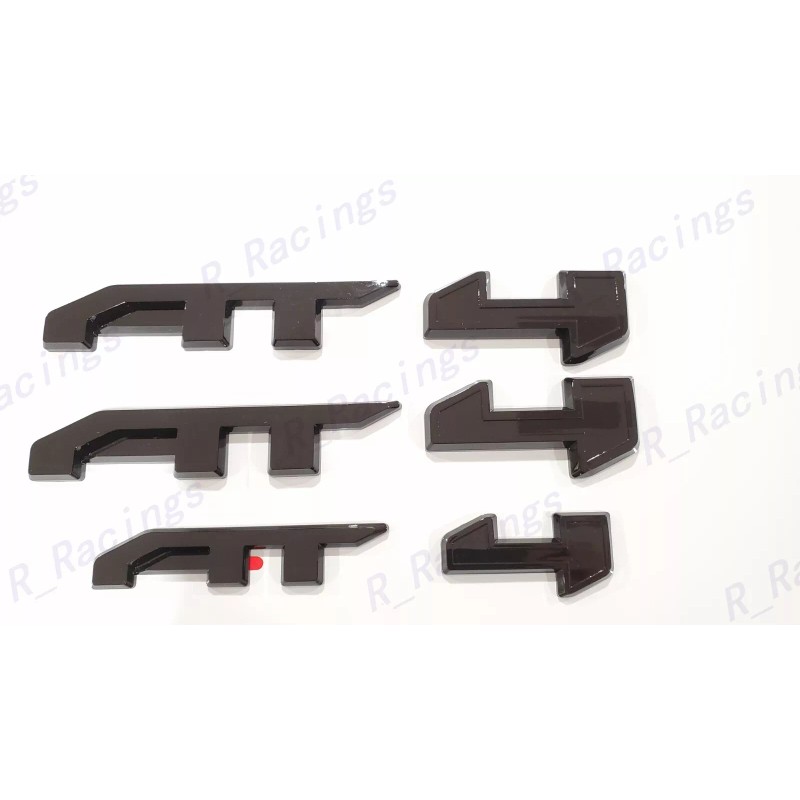 GMC 4PCS Gloss Black Door Rear AT4 Canyon OVERLAY Emblems