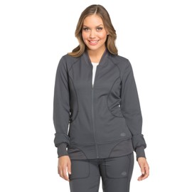 Dynamix Scrubs for Women, Athletic-Inspired Zip Front Jackets for Women with Four-Way Stretch and Moisture Wicking DK330, XS, Pewter