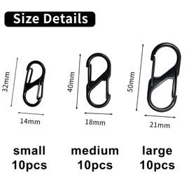 30pcs Backpack Zipper Locks, Dual S Shaped Carabiner Clips,Black Zipper Locks,Double Spring Buckle Hook,Quick Clips