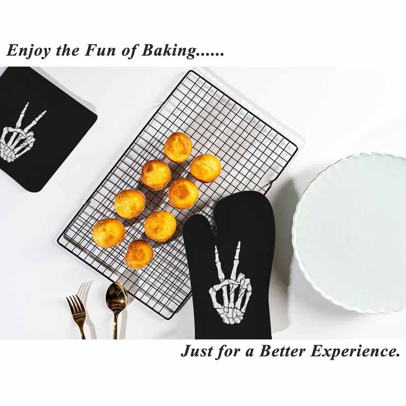 Samgula Hand Skeleton Oven Mitts and Pot Holders Sets Victory