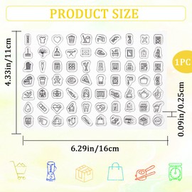 CRASPIRE Daily Themed Rubber Stamp Mini Symbol Label Clear Cute Food Coffee Vintage Transparent Silicone Seal Stamp Retro for Journaling Card Making DIY Scrapbooking Handmade Photo Album Notebook