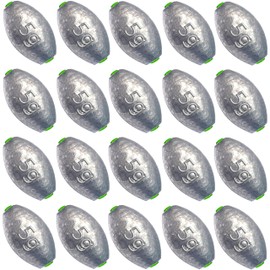 Egg Sinkers Bullet Fishing Weights Oval Shaped Sinkers with Plastic Core Slip Sinkers for Catfish Fishing Casting Saltwater and Freshwater 1/5oz to 2oz