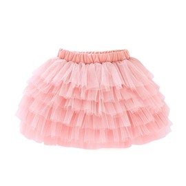 LYSMuch 12M-4T - Falda de tul para niña pequeña, falda tutú de seis capas, traje de cumpleaños, Rosado, 12-18 Meses