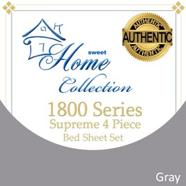 Sweet Home Collection Supreme 1800 Series 4pc Bed Sheet Set Egyptian Quality Deep Pocket - Full, Gray