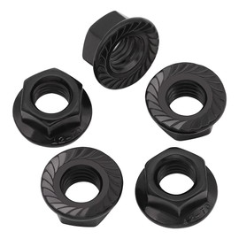 RoyceMart 3/8-16 (12 Pack) Serrated Flange Hex Nuts, 304 Stainless Steel 18/8 Flange Nuts, UNC Coarse Thread Black Coated