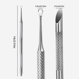 FUG 1 Pcs Cuticle Pusher, Stainless Steel Nail Prep Tool for Manicure Removing Dead Skin on Fingers