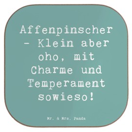 Mr. & Mrs. Panda Glasuntersetzer Spruch Affenpinscher Charme - Geschenk, liebenswert, Untersetzer aus Holz, Hunde Sprüche, Getränkeuntersetzer,