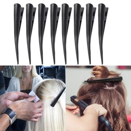 Frcolor Hair Clips, Beak Clips, Ducker, Non-marking Bangs, Hair Clips, Large, Black, For Hairdresser Salon, Home and Commercial Use, Set of 8