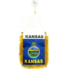 AZ FLAG - Kansas Bunting - 15 x 10 cm - State of Kansas Mini Flag 10 x 15 cm - Car Pennant Special Car
