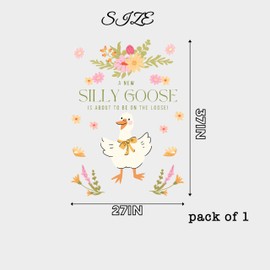 MUWEOL A New Silly Goose is About to Be On The Loose Decal - Baby Shower Decorative Wall Decal, Silly Goose Design with Floral Pattern,Gender Reveal Party Supplies (Goose Decal Orange)