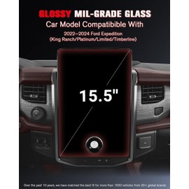 ASZSK For 2022~2024 Ford Expedition (King Ranch/Platinum/Limited/Timberline) 15.5 Inch Glossy Screen Protector - [More Clear& Smooth] - Mil-Grade 9H+ Tempered Glass - Touchscreen *1